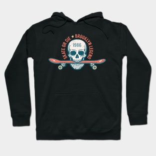 Skateboard and skull  retro emblem Hoodie